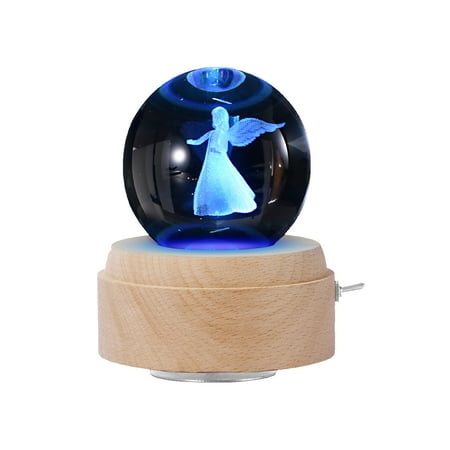

Meterk Crystal Ball Music Box Rotating Luminous LED Light Box Wooden Base Rotating Windup Musicbox Night Light Room Decor Musical Gift Nice Present for Birthday Valentine s Day Christmas New Year