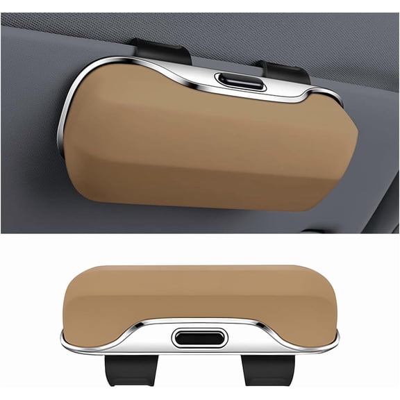 Sunglasses Holder for Car Sun Visor, Protective Automotive Eyeglasses Storage Case Hanger, Soft Vehicle Interior Glasses Organizer Box Accessories, Universal for SUV Sedan Truck (Beige)