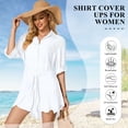 thumbnail image 4 of liyiyiyia Swimsuit Coverup for Womens Shirt Dress Button Down Bathing Suit Bikini Cover Ups Beach Vacation Outfits White, 4 of 8