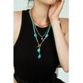 thumbnail image 4 of Women Gold-Plated Boho Layered Necklace Set 3Pcs, Orange Bead & Evil Eye, Snake Chain & Star Pendant, Turquoise Stone Y-Necklace & Stone Pendant, Bohemian Style Trendy & Adjustable Fashion Jewelry, 4 of 5