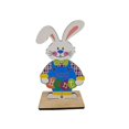 thumbnail image 3 of Adorno de conejo de madera para Pascua, animales pintados súper lindos, decoración de escritorio para el hogar, sala de estar, dormitorio, estilo 2, 3 of 5