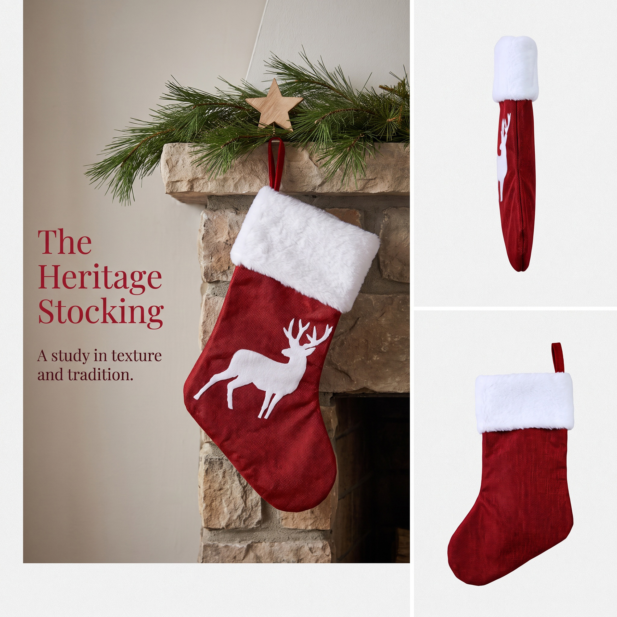Unique Bargains Embroidered Monogram Stocking Cable Knit Deer Pattern 18"