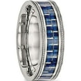 thumbnail image 4 of Stainless Steel Polished Blue Carbon Fiber Inlay Textured Edge 8mm Band (Size 12.5) Made In China sr578-12.5, 4 of 5