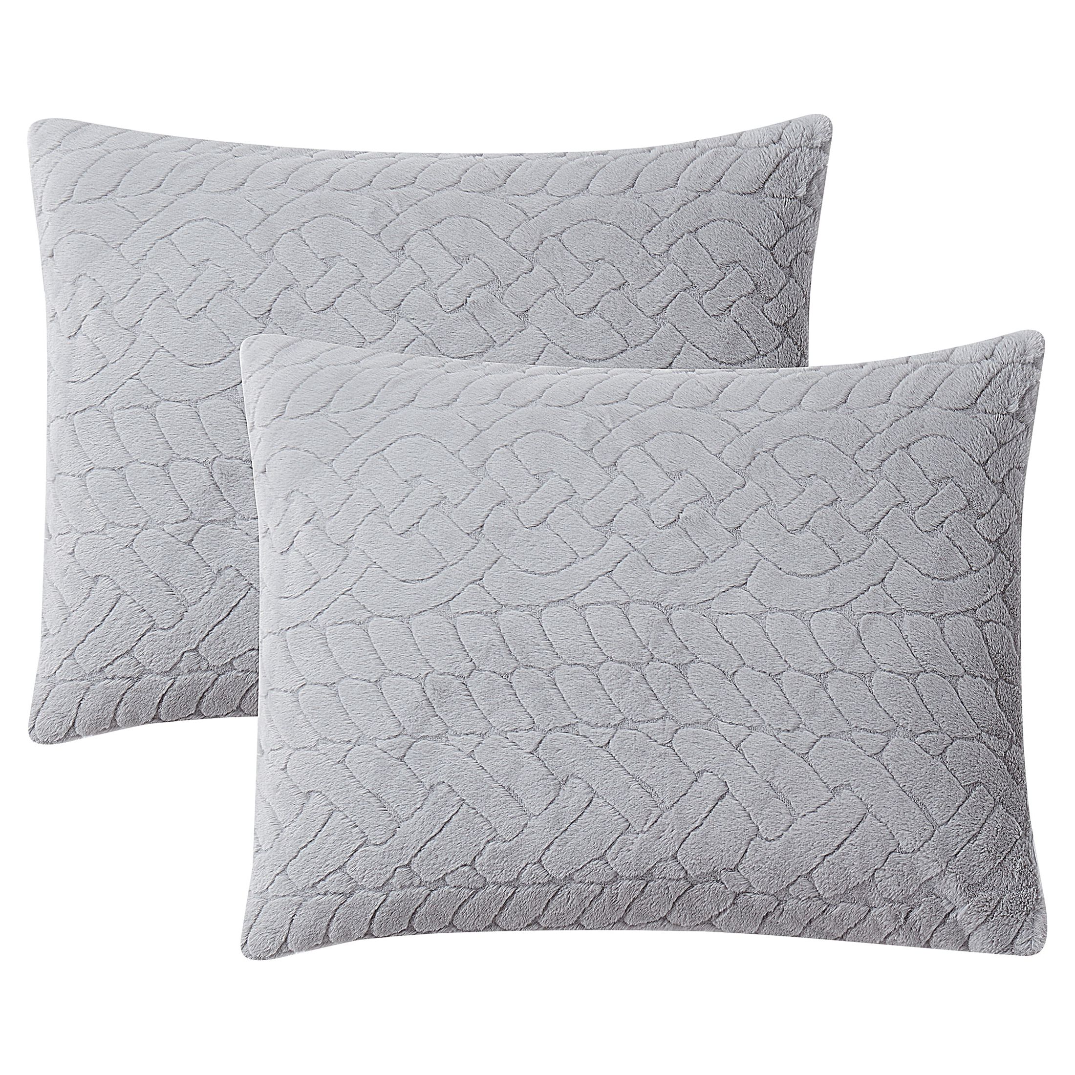My Texas House Jessie 3-Piece Comforter Set Carved Faux Rabbit Fur, Grey, Full/Queen