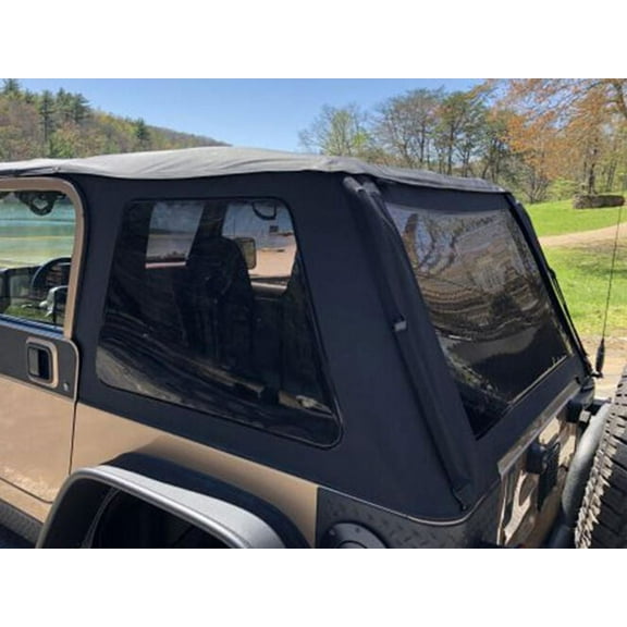 Rampage by RealTruck Frameless Trail Top | Vinyl, Black Diamond Color | 139535 | Compatible with 1997 - 2006 Jeep Wrangler TJ 2-Door
