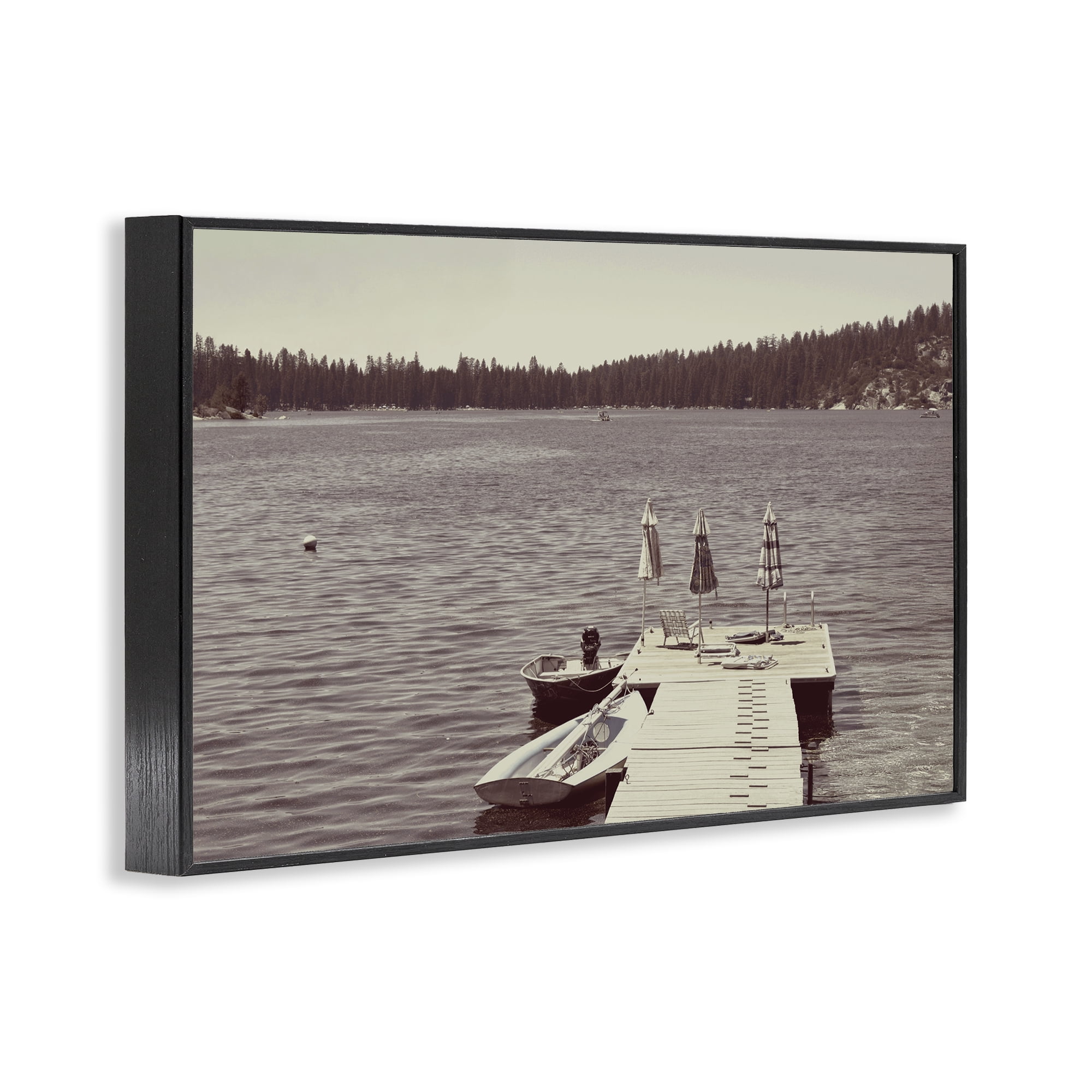Stupell Industries Vintage Lake Life Dock Black Framed Giclee Art, design by Gemma Bardot