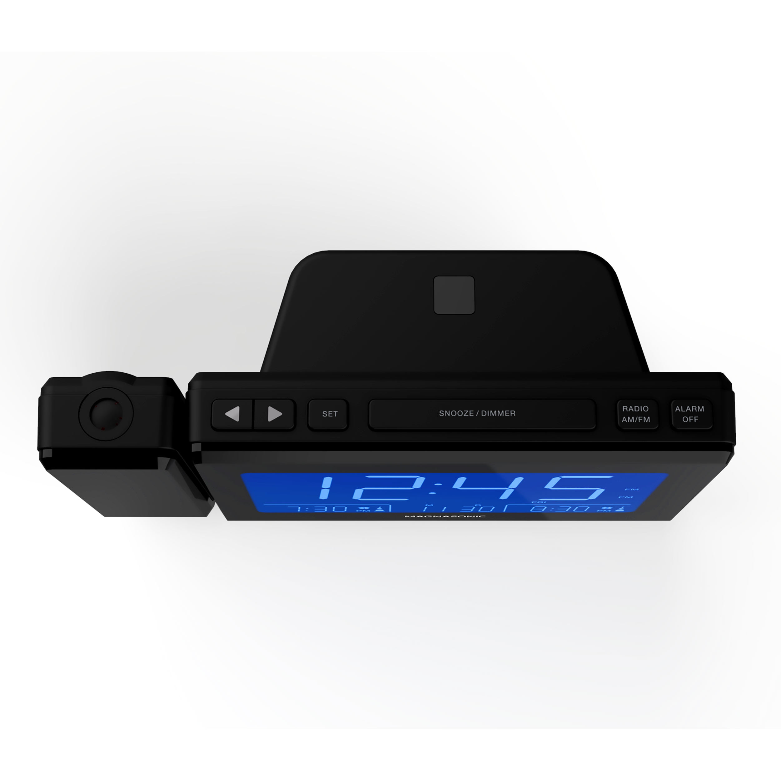 Dual Gradual Wake Alarm AM//FM Auto Time Set Large 4.8 LED Display Auto Dimming Magnasonic Alarm Clock Radio with Time Projection CR62 Battery Backup