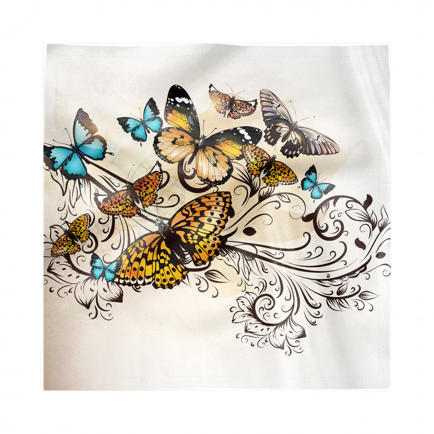 Butterfly Decorative Satin Napkins Set of 4, Monarch Butterflies