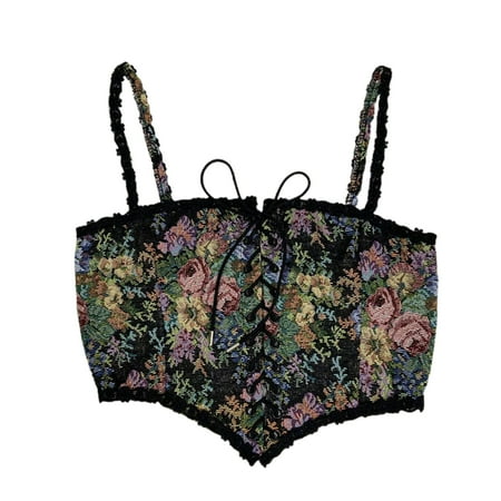 

SunHLX Women Corset Jacquard Floral Pattern Vintage French Style Lace Underbust Bustier for Cocktails Party