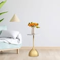 thumbnail image 1 of Elodie Petite Table d'Appoint Ronde Ornement Table Basse pour Balcon Intérieur Salon Marbre Blanc Doré, 1 of 8