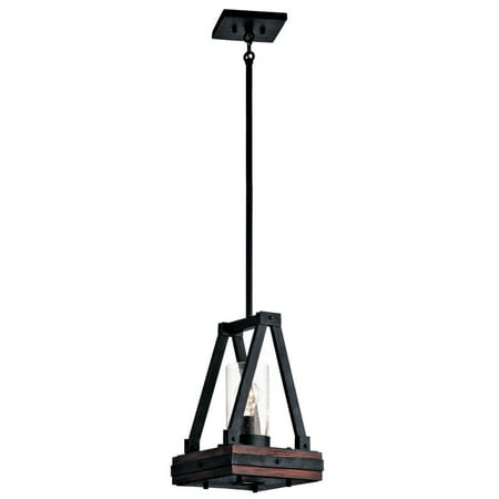 

2 Light Vintage Industrial Metal & Wood Pendant Light Light Fixture with Clear Seeded Glass-Auburn Stained Finish Bailey Street Home 147-Bel-1634643