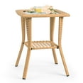 thumbnail image 4 of Ktaxon 18x18in Wicker Side Table with Glass Top, 2-Tier End Table for Patio Garden Porch Balcony Indoor Outdoor Use, Yellow, 4 of 6