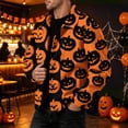 thumbnail image 3 of Havenx Men's Halloween Print Corduroy Jacket Long Sleeve Button Down Shirt Jackets with Pockets Lapel Collar Coat Work Fall Winter Vintage Casual Loose Fit Clothes,Earthy Yellow L, 3 of 6