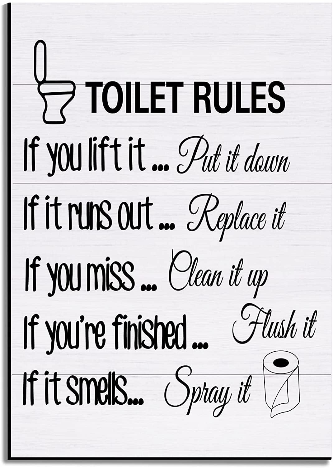Toilet Rules Wall Art Decor Wood Toilet Rules Sign Funny Bathroom Sign Rustic Farmhouse Toilet
