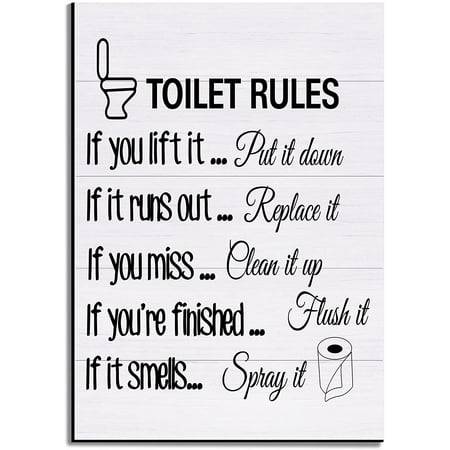 Toilet Rules Wall Art Decor Wood Toilet Rules Sign Funny Bathroom Sign  Rustic Farmhouse Toilet Wall