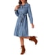 thumbnail image 4 of Vestido de mezclilla INSPIRE CHIC para mujer, de manga larga, con botones, corte A, con cinturón, clásico, color azul claro, 4 of 6