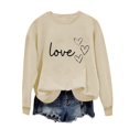 thumbnail image 1 of Sudadera Penkiiy Valentine para mujer: lindas camisetas del día de San Valentín Love Heart Graphic Print Suéter de manga larga L Khaki, 1 of 5