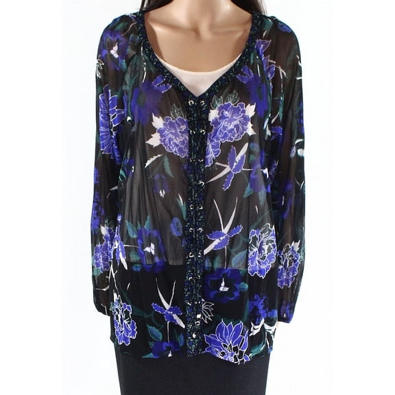 INC International Concepts Plus Size Printed Lace Up Top Floral Flow 2X