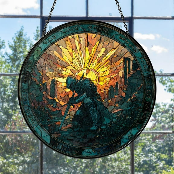 Dark Souls Stained Glass Suncatcher, Artorias the Abysswalker Window Hanging, Elden Ring Bonfire Ornament, Gamer Gift Decor