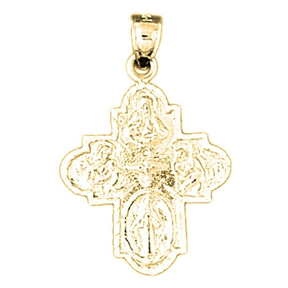 18K Yellow Gold Four Way Medal Cross Pendant - 31 mm