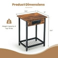 thumbnail image 2 of Gymax 2 Pcs Tables de Chevet pour Canapé Table de Nuit avec Station de Recharge pour Chambre Salon, 2 of 10