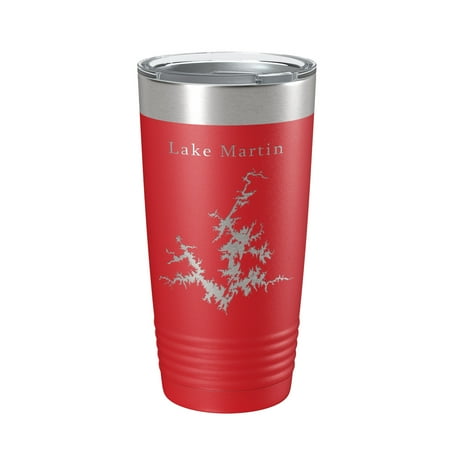 

Lake Martin Map Tumbler Travel Mug Insulated Laser Engraved Coffee Cup Alabama 20 oz Red