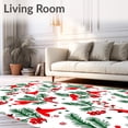thumbnail image 2 of ODIKA 2'x3' Machine Washable Non-Slip Area Rug, Cardinal Pine Branch Motif Floor Covering Pair Yuletide Theme High Traffic Rug with Pad, Red, 629910, 2 of 8
