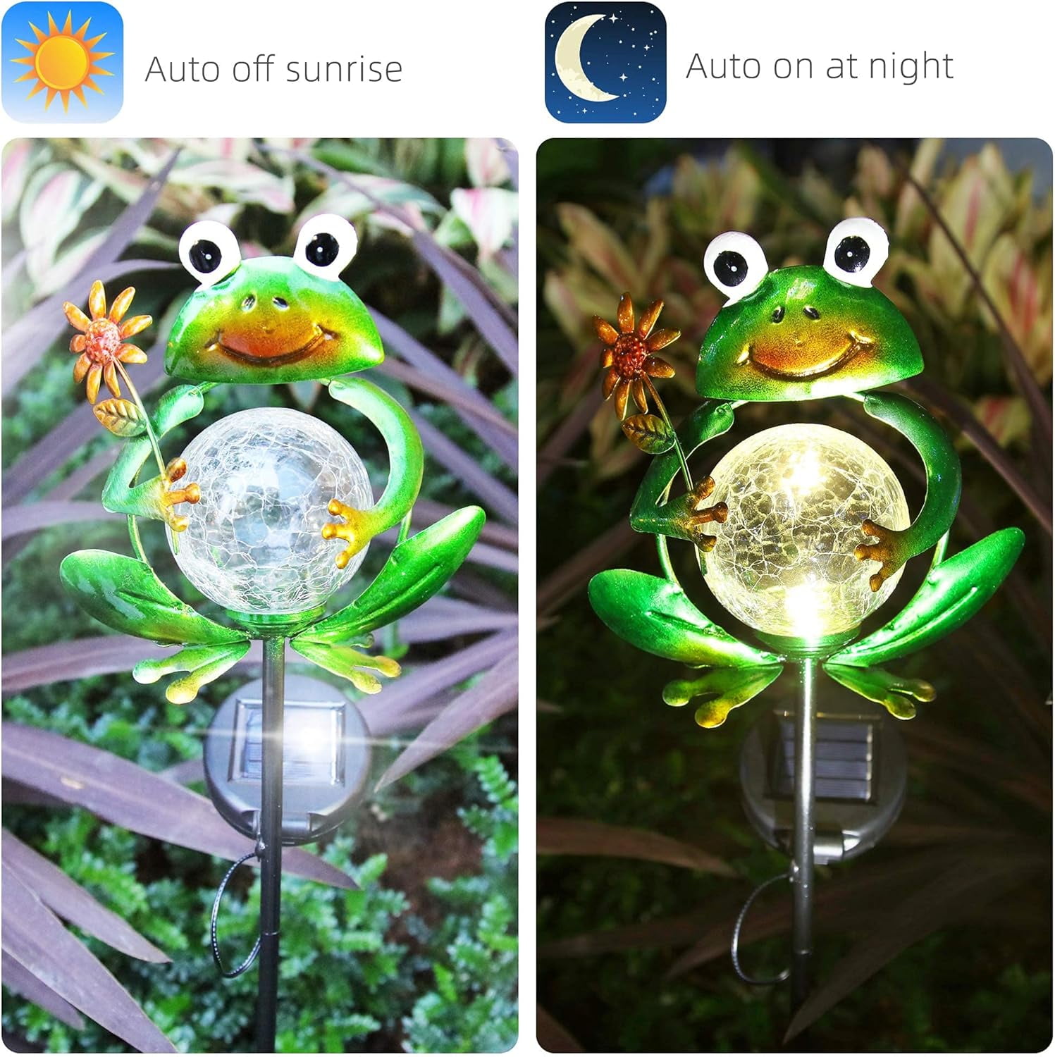 Acekid Frog Solar Lights Outdoor Garden Decorative Auto ON/Off Solar PoweRed Stake Lights For Christmas Pathway Lawn Patio Yard Decor Green