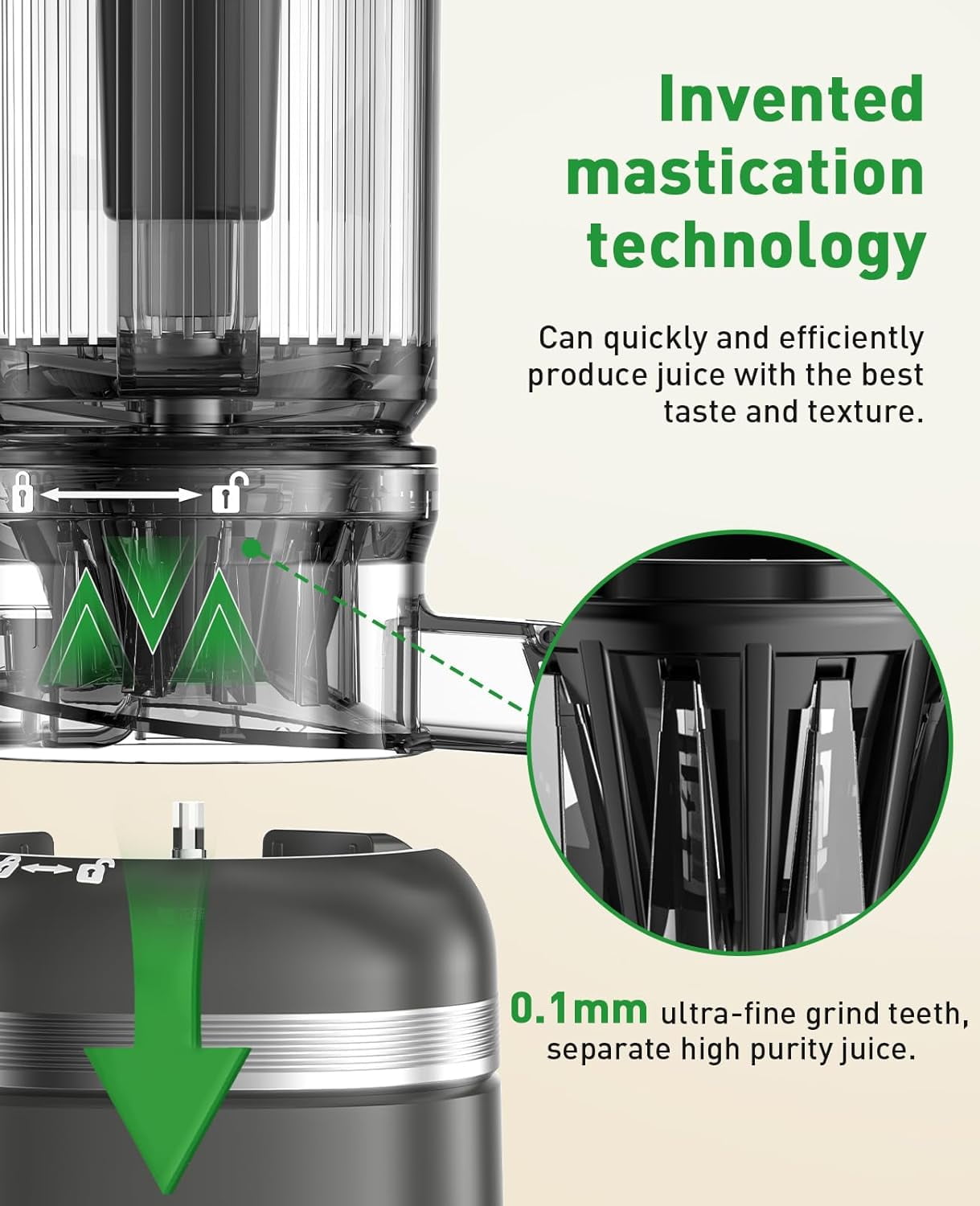 Cold Press Juicer Machines for Whole Vegetables & Fruits, Slow Masticating Juicer Maker with Wide Feed Chute, High Juice Yield, Easy to Clean