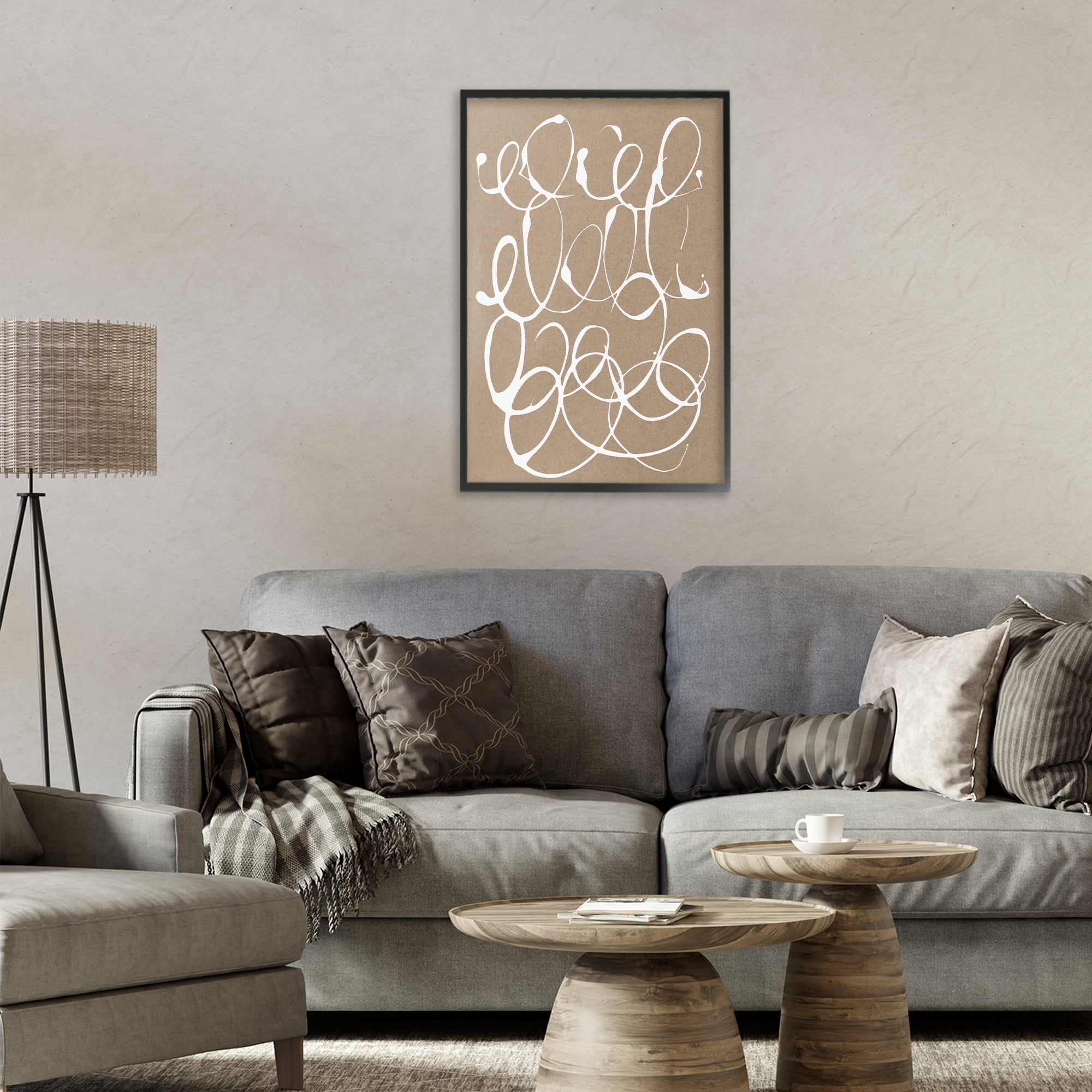 Stupell Industries Scribbled Taupe Circles Black Framed Giclee Art, design by Susan Bryant