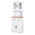 thumbnail image 2 of GZXS 67" Modern Buffet with Hutch, Kitchen Pantry Microwave Cabinet with Framed Glass Doors and 2 Drawers, White, 2 of 10