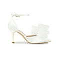 thumbnail image 3 of BLISSFUL STEP Women's Shoes Bow Tie Ankle Strap Stiletto Heel Pointy Toe Sandals White 7, 3 of 7