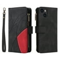 thumbnail image 2 of Zipper Wallet Case for iPhone 15 Plus Large Capacity Card Slots Holder Magnetic Cover, Luxury PU Leather Shockproof Flip Case with Kickstand Wrist Strap Handbag Protective Case, Black, 2 of 11