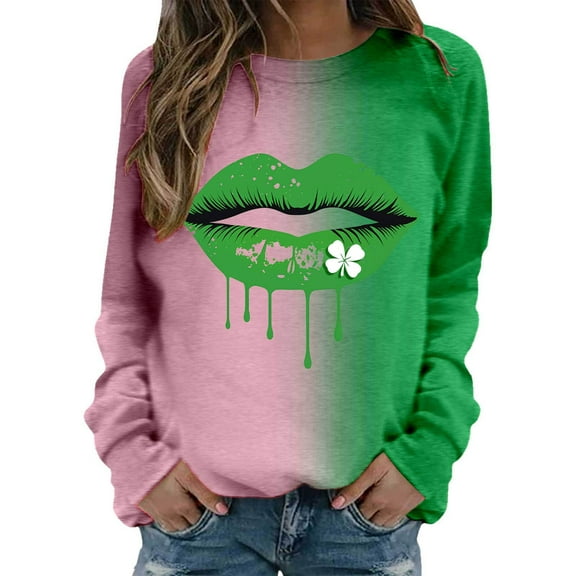 Sweatshirt for Women Graphic Printed Long Sleeve Tops Crewneck Sweaters Lightweight Fashion 2025