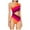Pink, variant on Swimsuit One Shoulder Bathing Suit Cutout Color Block Swimwear Pink One Piece Swimsuit Women