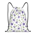 thumbnail image 1 of Xecao Purple Chicory Pattern Sports Drawstring Backpack - String Swim Gym Bag with Wet Proof Pocket for Women&Men-Small, 1 of 6