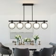thumbnail image 5 of LovingAHome 5-Light Kitchen Island Pendant Light Metal Swivel Bars with Glass Shade Dining Room Light Fixture,Black, 5 of 7