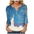 thumbnail image 6 of GEWSEY 2026 USA 250th Anniversary T Shirt Women – Patriotic American Flag V-Neck Top 3/4 Sleeve Independence Day Gift (Sky Blue, 3XL), 6 of 8