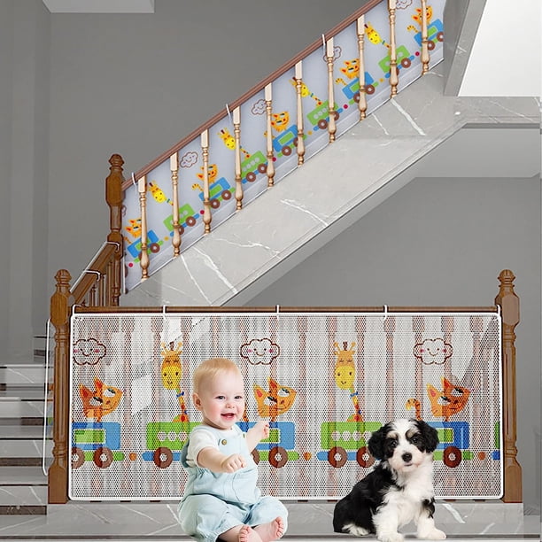 2 protectores de barandillas para bebés, red de seguridad para balcón de 6,6 x 0,26 pies, red de seguridad para escaleras para bebés, fácil de instalar, red para escaleras para niños, mascot