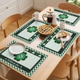 thumbnail image 5 of St. Patrick's Day Placemats Set of 6, Gradient Light Green Lucky Shamrocks Green Buffalo Plaid Non-Slip Place Mats Washable Table Mats for Kitchen Dining Table Decorations Indoor/Outdoor, 5 of 9