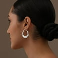 thumbnail image 3 of LeCalla 925 Sterling Silver Italian Diamond-Cut Shrimp Oval Hoop Earrings for Women and Teen 38MM, 3 of 9