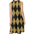 thumbnail image 2 of Black and Gold Harlequin Spring Summer Dresses for Women Fashion T-shirt Dress Casual Sleeveless Loose Sundress with Pockets, 2 of 5