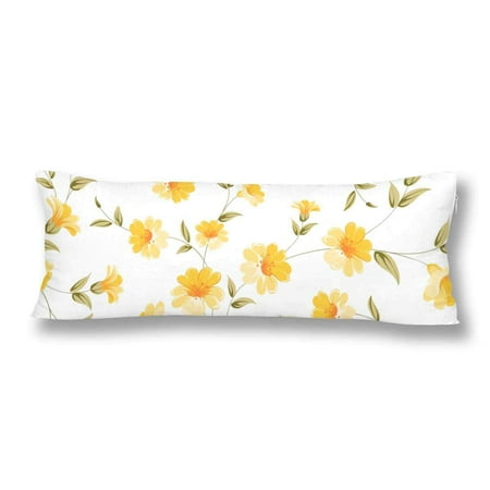 Yellow Body Pillow ABPHOTO Yellow Flral Flower Seamless Pattern Body Pillow Covers Case Protector 20x60 inch ()