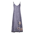 thumbnail image 4 of ClodeEU Women's Summer Printed V Neck Sleeveless Tassel Beach Spaghetti Straps Flowy Maxi Sun Dress Purple,Womens Plus M, 4 of 5