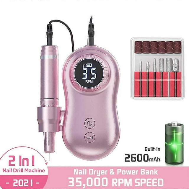 Taladro de uñas profesional recargable de 35000 rpm, lima eléctrica portátil