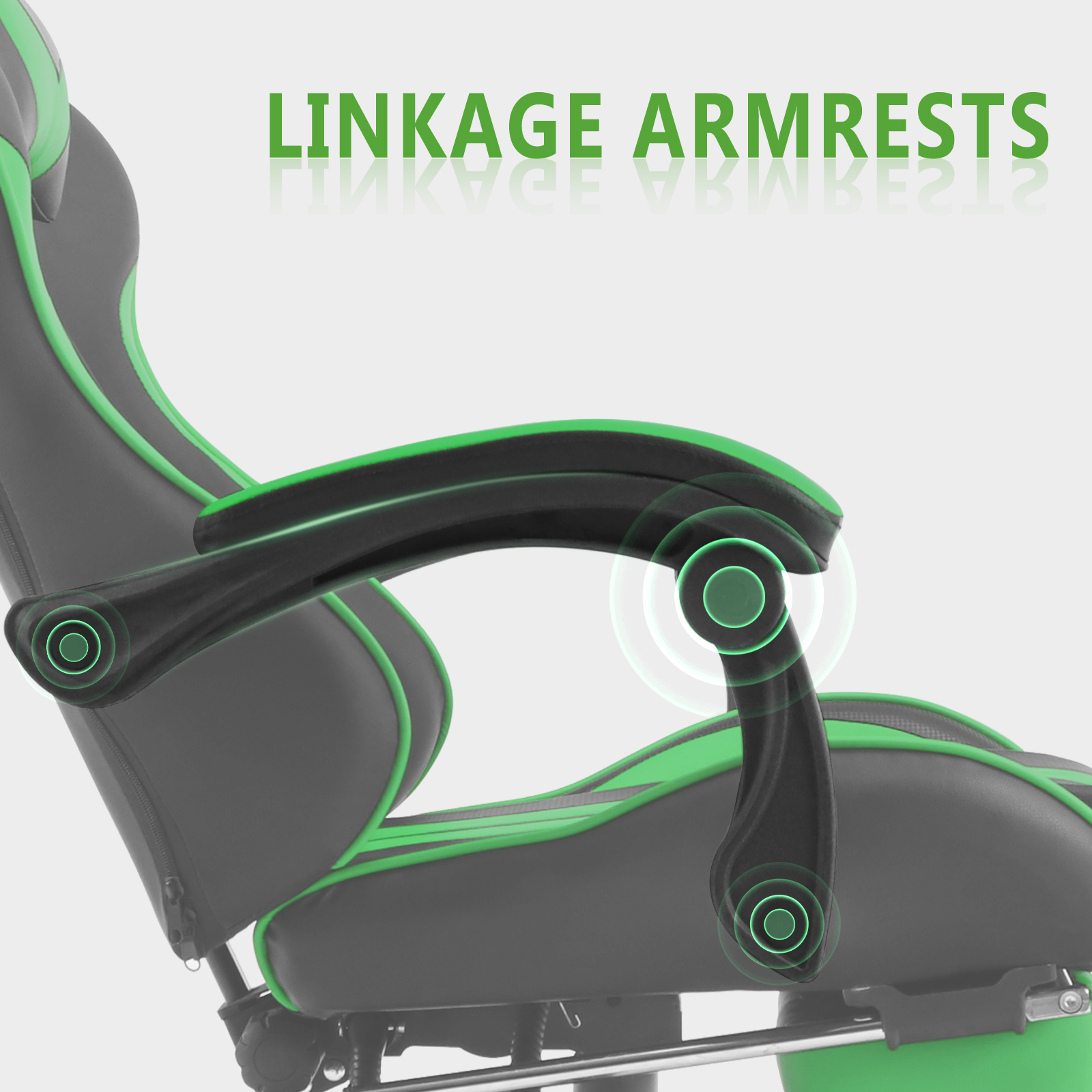 Luxvie Gaming Chair with Footrest High Back Computer Office Gamer Chair with Massage and Headrest Lumbar Support Swivel Seat Ergonomic Game Chair for Adults, Green