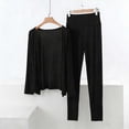 thumbnail image 2 of XuJwPNcy Plus Size Pajama Set for Women Long Sleeve Cardigan with Pants Loungewear Modal 2-Piece Pjs Outfits(Black,3X-Large), 2 of 5