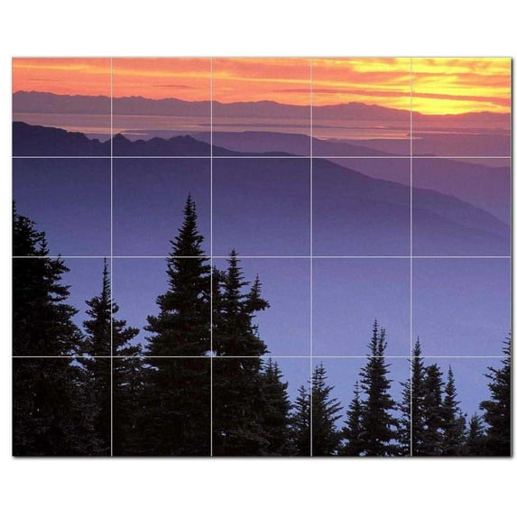 Mountain Scene Ceramic Tile Mural Kitchen Backsplash Bathroom Shower, 405630-S54