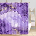 thumbnail image 5 of Purple Gold Marble Shower Curtain, Abstract Modern Colourful Ink Paint Veins Texture Crack Shower Curtain Sets, Fabric 3D Printing Durable Waterproof Bath Curtain with Hooks, 72X72in, 5 of 5