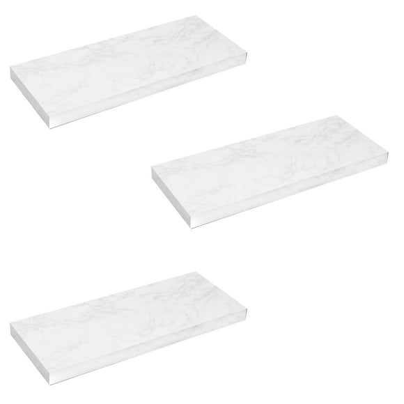 ITY International - Set of 3 Wall Mounted Floating Shelves, 23.6" x 9.25" x 1.5", White Marble